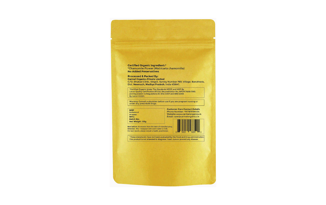 Carmel Organics Chamomile Flower    Pack  50 grams